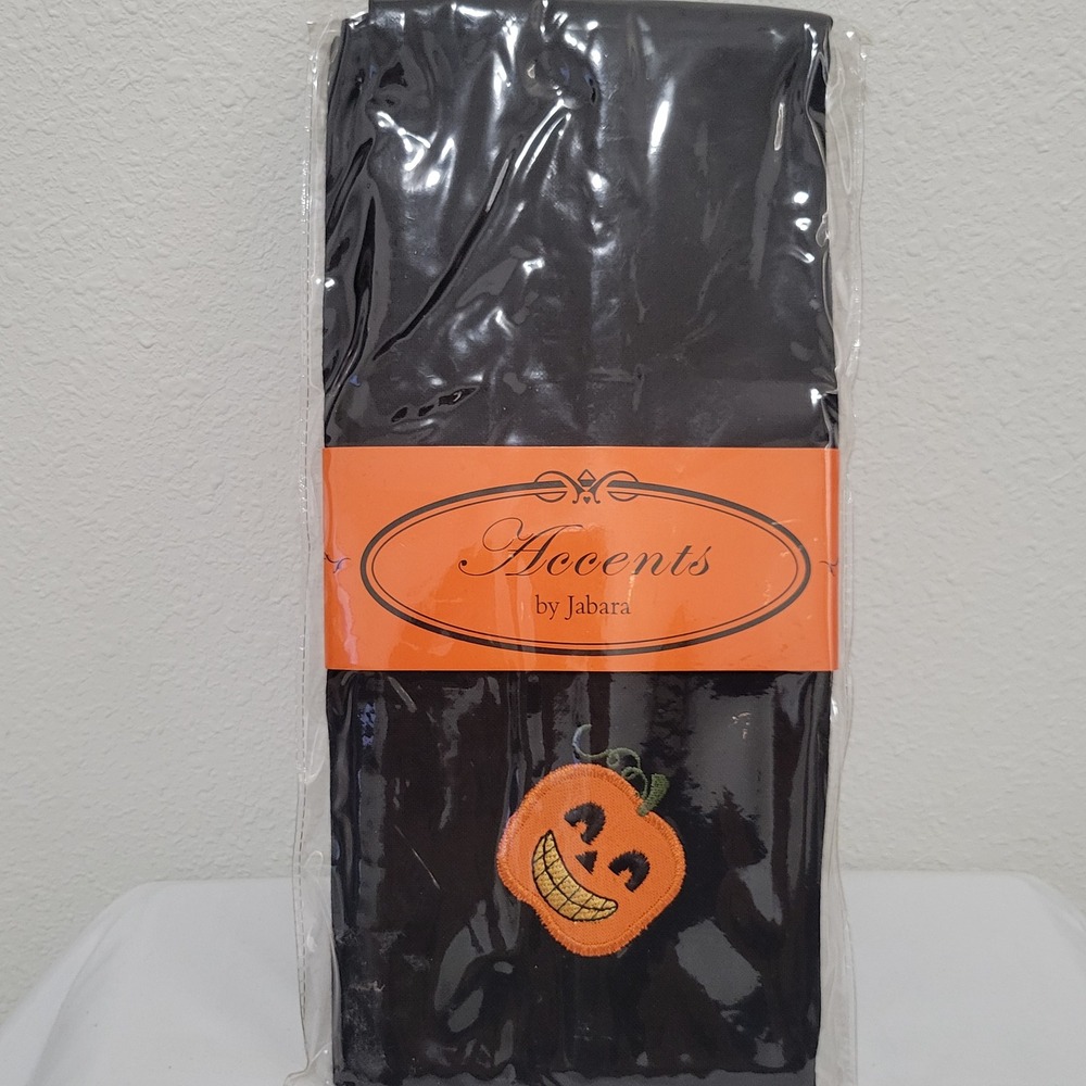 Accents by Jabara Halloween Pumpkin Dinner Napkins Set of 4 Black Vintage 2005